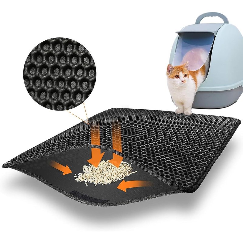 Tapis De Litière,30,5 X 45 Cm Tapis De Litière Noir,Tapis De Litière Pour Chat,En Nid D'abeille Double Couche,Antidérapant Imperméable Et Résistant À L'urine Facile À Nettoyer.