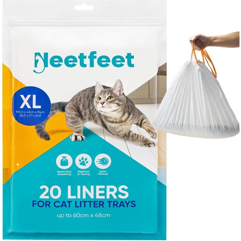 Lot De 20 Sacs À Litière Extra Larges Pour Chat Avec Cordons De Serrage,97 X 43 Cm,Résistants Aux Rayures Et Aux Fuites,Sacs À Litière Robustes Pour Grande Litière Pour Chat,2 Mm D'épaisseur