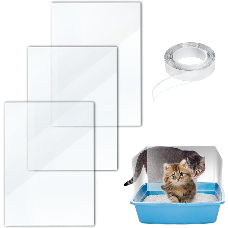 3 Pièces Bacs À Litière Pour Chat Déflecteur 30x40cm Avec 1 Rouleau De Fermetures Garder Propre Dessus Ouvert Côté Haut Écran De Confidentialité Pour Bac À Litière