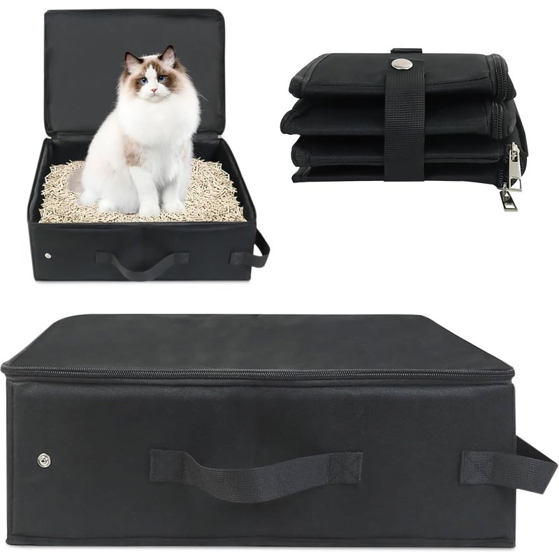 Litière Pliable Portable Pour Chat Avec Couvercle 40 X 30 Cm,Bac À Litière Étanche Pour Voyages En Plein Air Et À La Maison
