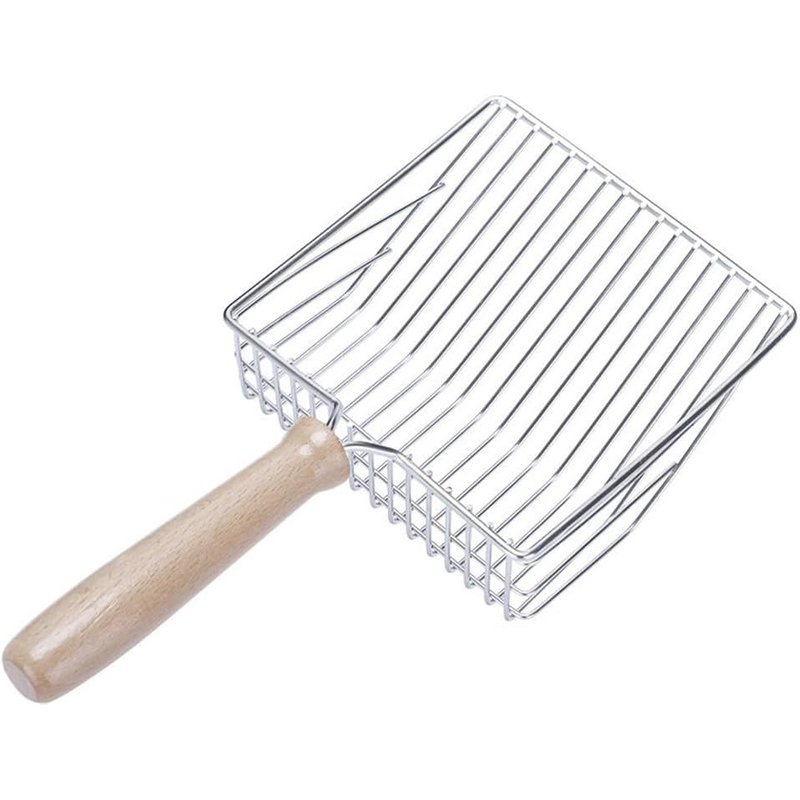 Pelle Litiere Chat Metal,Pelle À Litière Pour Chat,Pelle À Litière Avec Manche En Bois Pour Le Nettoyage Des Animaux Domestiques,Chiens,Chats,28 Cm (Argenté)