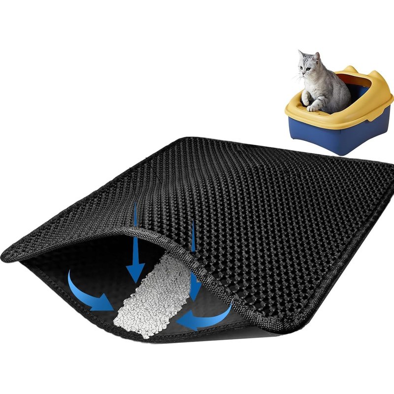 Tapis De Litière Pour Chat-90 X 60 Cm-Double Couche-Noir-Tapis De Litière Pour Chat-Tapis De Litière Pour Chat-Tapis De Litière Pour Chat-Tapis Pour Toilettes