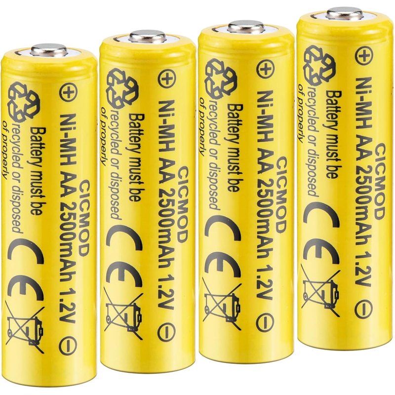 Piles Rechargeables Ni-MH AA 2500mAh, HR6 1.2V Haute Capacité, AA Batterie Rechargeables, Lot de 4 pour Produits Solaires, électroniques Quotidiens