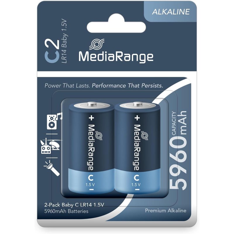Mrbat108 Batteries Baby C Lr14 2 Pièces Type De Batterie Alkaline 1, 5 Volt Bleu/Blanc