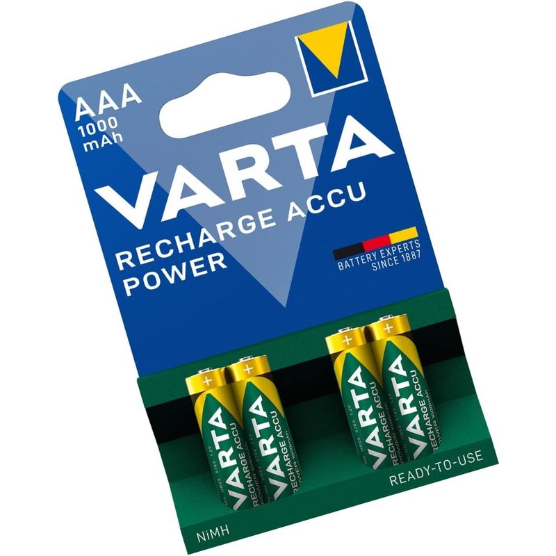 Varta HR03 Lot de 4 Piles Rechargeables AAA 1000 mAh