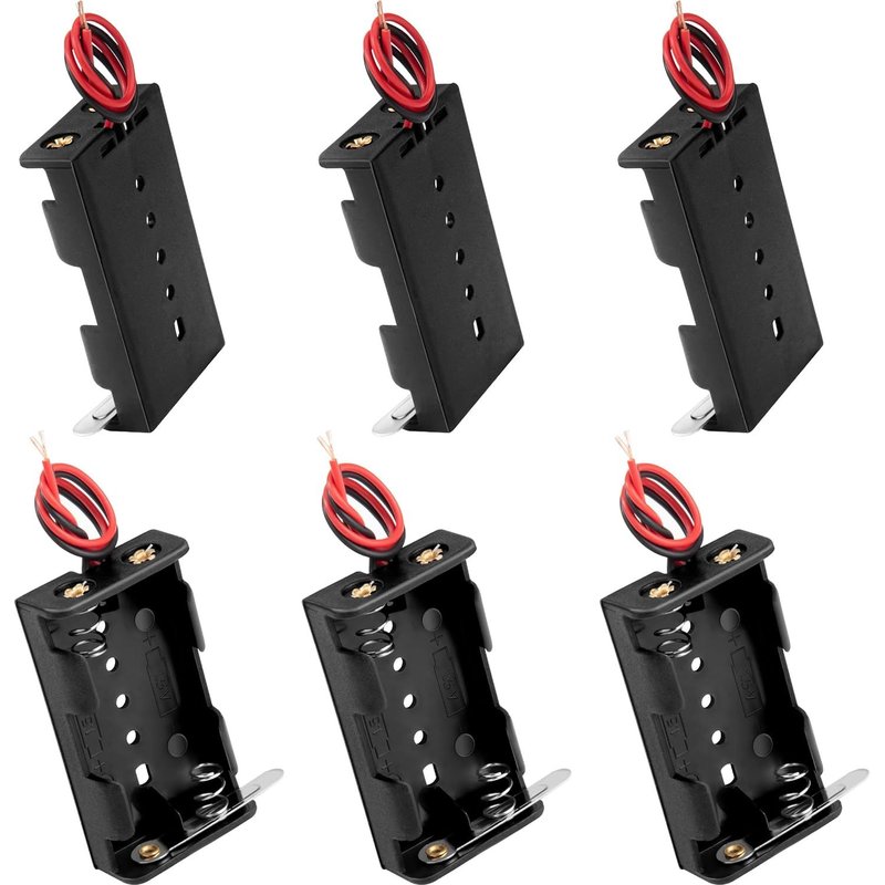 Support de Batterie AA Supports de Piles en Plastique 1,5V avec Fils et Interrupteur 2 Pièces