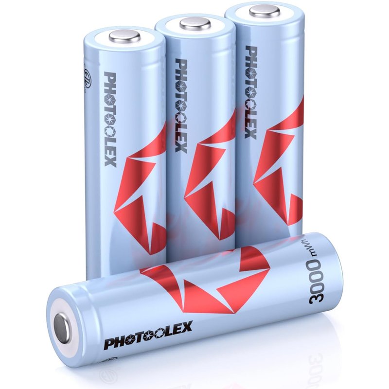 Rechargeables Piles AA (Lot de 4), 3000mWh Double A Pile 1,5V Lithium AA/HR6 Batteries Rechargeables 1600 + Cycles Haute Performance et Longue Durée avec Boîte de Stockage