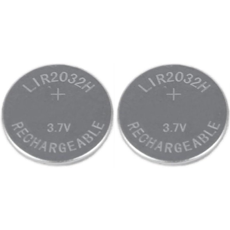 LIR2032 Lot de 2 piles bouton rechargeables LIR 2032 3,7 V 70 mAh CR2032 - Piles bouton rechargeables pour clé de voiture Logitech K750 - Remplace CR 2032