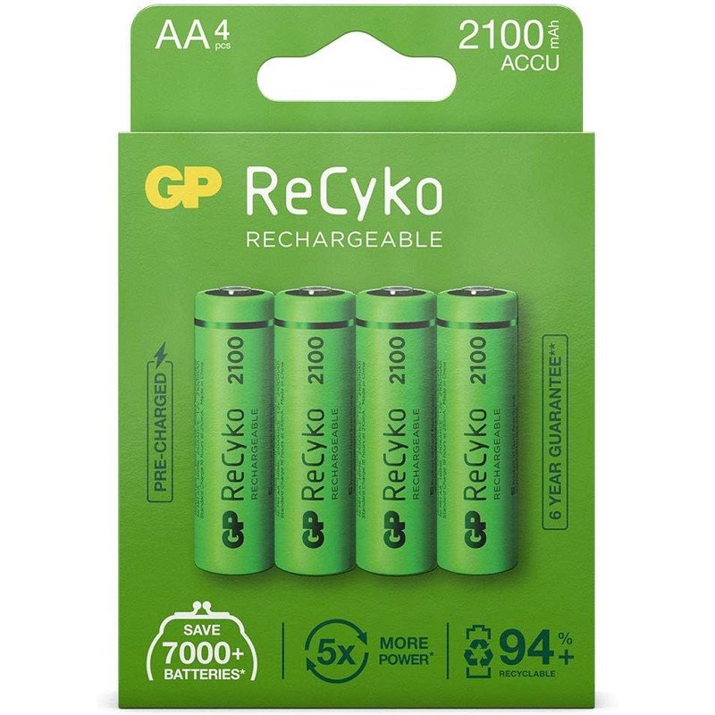 1x4 ReCyko+ NiMH Batteries AA 2100mAH, Ready to Use