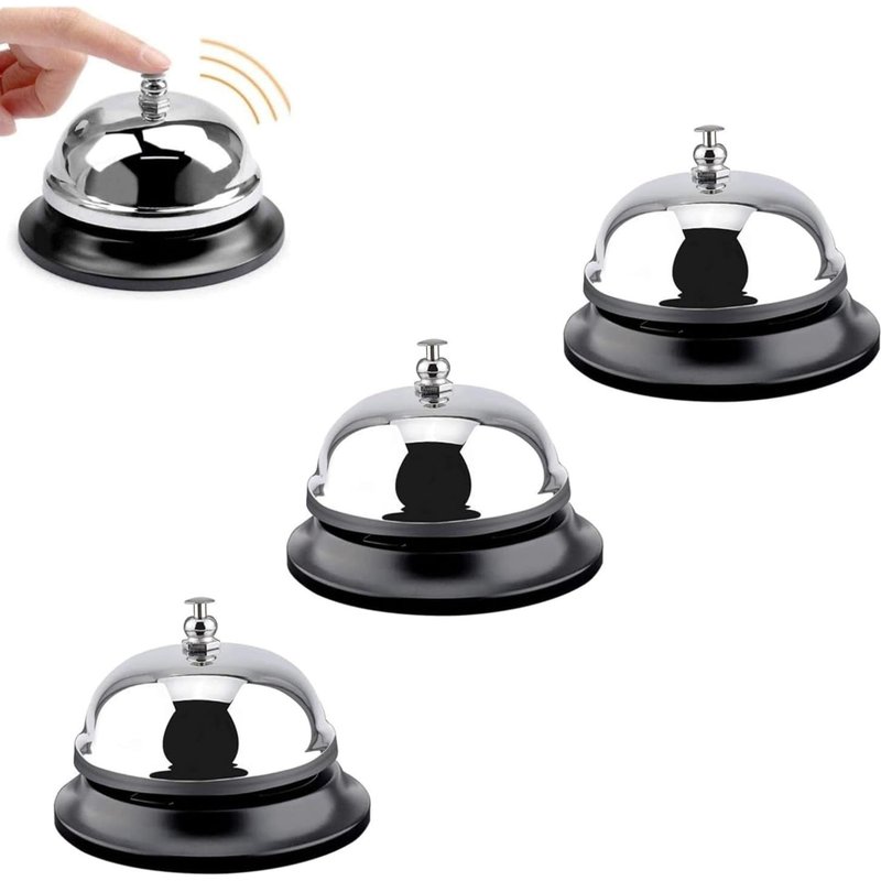 LETNERNY-Sonnettes De Table,3Pcs Sonnette De Table Brillante En Métal Pour Réception Hôtel Restaurant Sonnette De Comptoir Chromée En Métal Avec Sonnerie Croustillante Pour Restaurant, Hhôtel, Bar, C