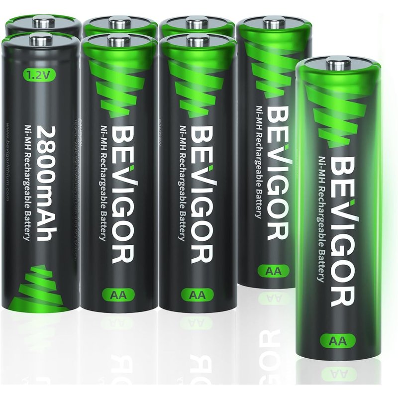 8 Piles Rechargeables AA 2800mAh 1.2V NiMH, Haute Capacité, Préchargées