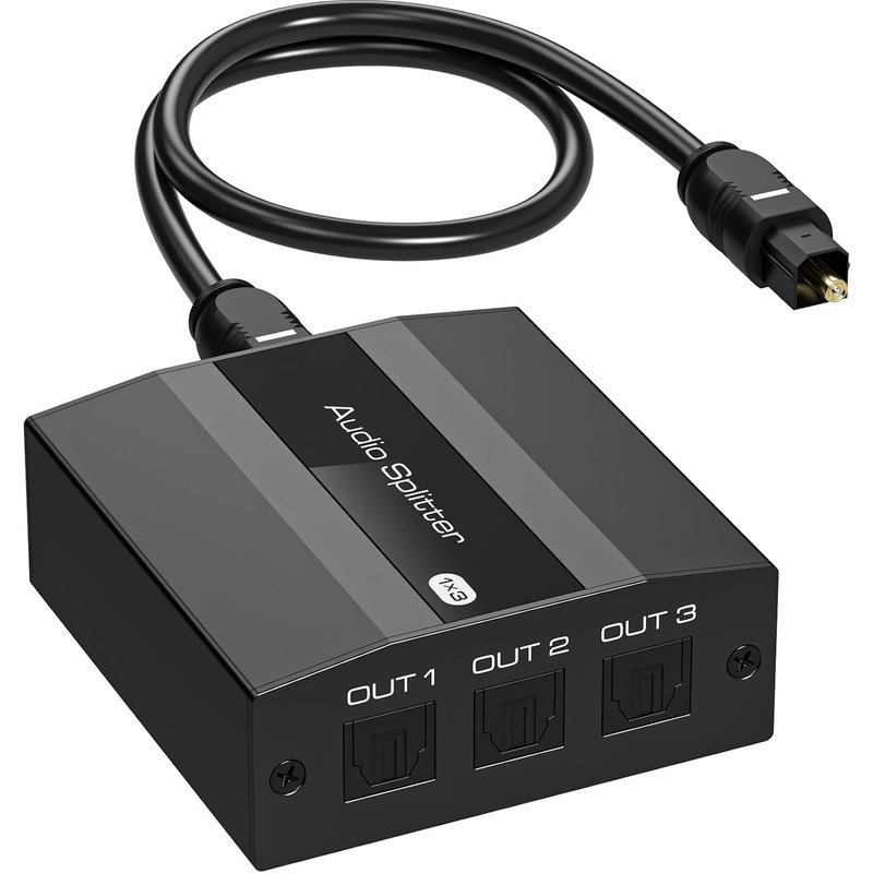LETNERNY-Toslink Splitter 1 In 3 Out Répartiteur Optique Numérique Optical Splitter 1X3 Spdif Div ur 3 Ports Cable Optical Audio 1 Entrée 3 Sorties Répartiteur Avec 1 Cable Optique Audio