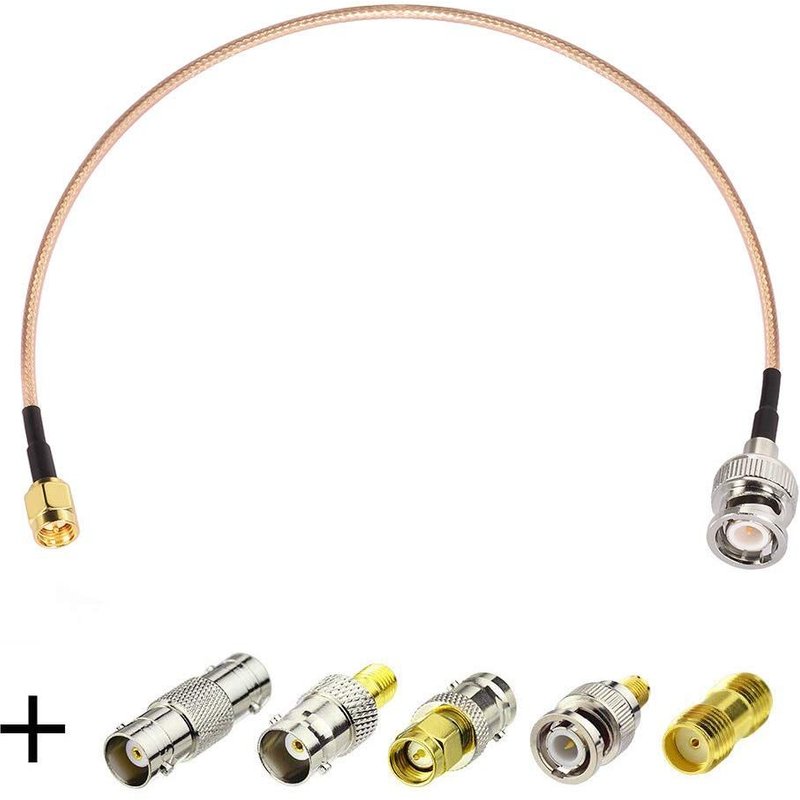 LETNERNY-Câble Sma Bnc 1M Sma Mâle À Bnc Mâle Rg316 Câble Antenne Tv Avec Kit De 5 Adaptateurs Sma Vers Bnc 50Ohm Pour Antennes Réseau Sans Fil Wifi Radio Antenne Externe