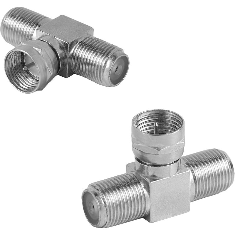 Letnerny-2pcs Répartiteur Coaxial, Répartiteur D'antenne En Alliage Zinc 2 Entrées 1 Sortie Connecteur Rg6 Mâle Type F Vers Double Femelle F 3 Voies Pour Antenne Tv Magnétoscope Vidéosurveillance