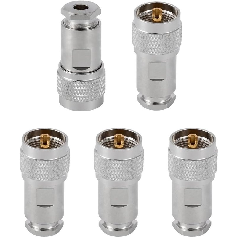 LETNERNY-5Pcs Pl-259 Uhf Mâles Connecteurs 50 Ohm Connecteur Mâle Pl259 Ensemble De Cinq Pièces Coaxial Rf À Sertir Adaptateur De Connecteur Pour Rg58 Lmr195 Rg142 Rg400 Câble Coaxial À Faible Perte