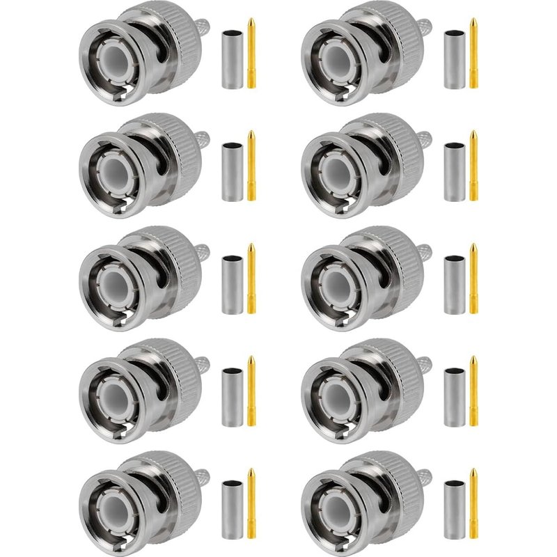 LETNERNY-10 Pcs Bnc Connecteurs 50 Ohm Bnc Connecteur Mâle À Sertir Pour Rg316 Rg174 Câble Coaxial Rf