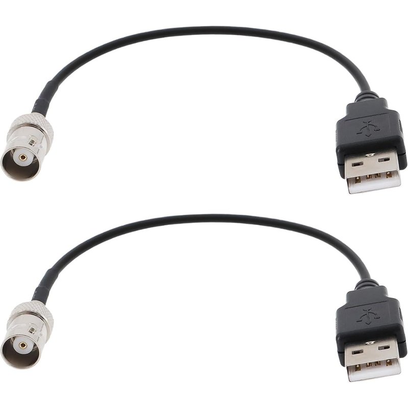 LETNERNY-Lot De 2 Câbles Rg174 Bnc Femelle Vers Usb 2.0 Mâle - Adaptés Pour Test Coaxial D'Alimentation (20 Cm, 50 Ohm)
