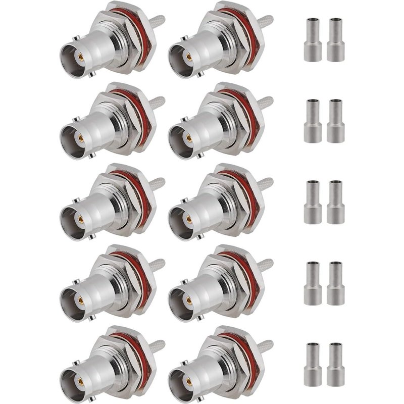LETNERNY-10 Pcs Bnc Connecteurs 50 Ohm Bnc Femelle Connecteur À Sertir Pour Rg316 Rg174 Câble Coaxial Rf