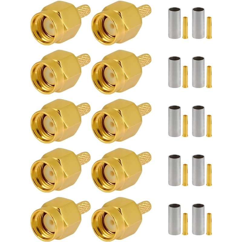 LETNERNY-10 Pcs Rp Sma Connecteurs Rp Sma Connecteur Mâle À Sertir Pour Rg316 Rg174 Câble Coaxial Rf