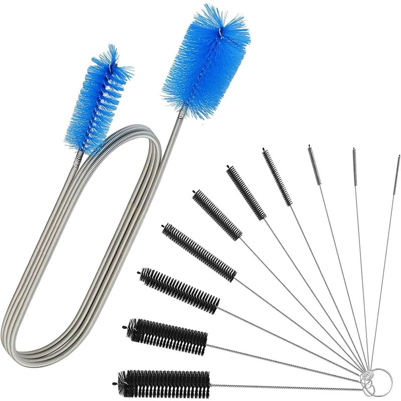 LETNERNY-11 Pièces Ecouvillon Nettoyage Ensemble, 155 Cm Double Tête Canalisation, Multifonctionnelle Et Efficace Mini Goupillon Bouteille, Égout Goupillon Nettoyage, Pour Ponçage Nettoyage Détartrag