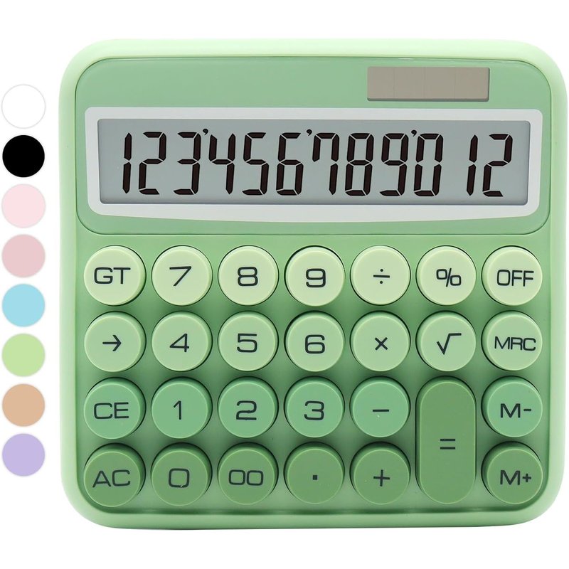 Letnerny-Calculatrice Standard Vert Dégradé ¿ 12 Chiffres Avec Grand Écran Lcd Et Gros Boutons, Accessoires De Bureau Verts Pour Bureau Des Femmes, Mignon Pour Bureau, École, Maison, Entrepr