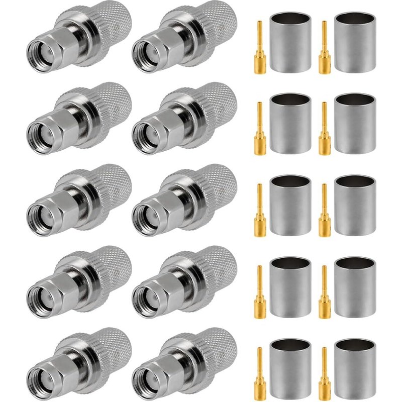 LETNERNY-10 Pcs Rp Sma Connecteurs Rp Sma Connecteur Mâle À Sertir Pour Rg8 Lmr400 Rg213 Câble Coaxial Rf