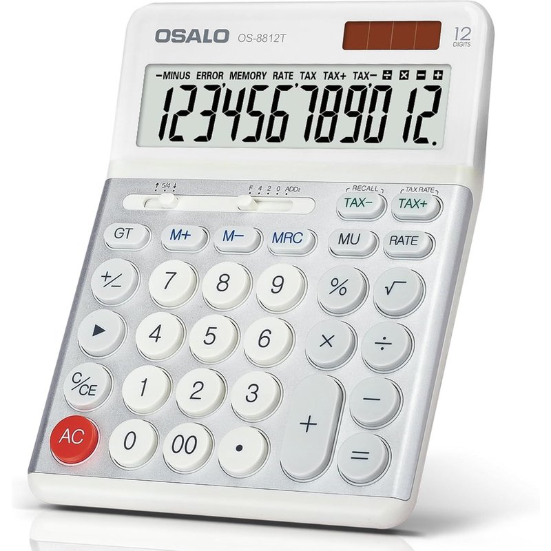 LETNERNY-Calculatrice De Bureau Avec Fonction Tva, Grand Écran, Grands Boutons, 12 Chiffres Pour La Maison Et Le Bureau (Os-8812T)