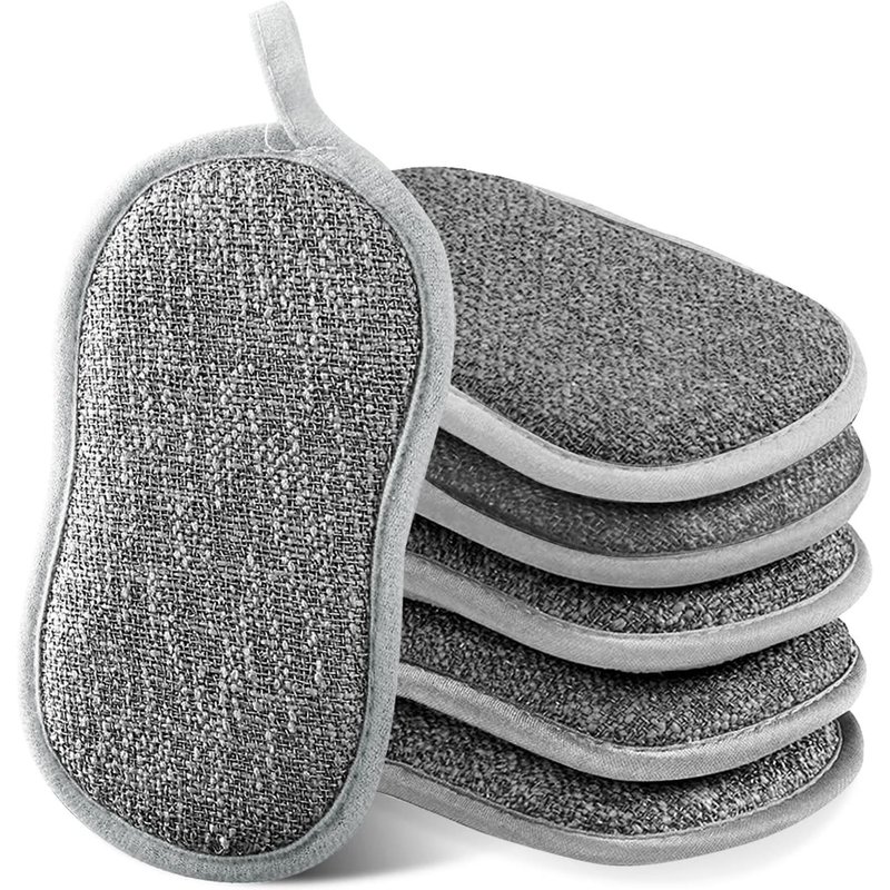 LETNERNY-6Pcs Reusable Washing Up Sponge, Dual Sided Kitchen Sponge And Bathroom Cleaning Sponges, 16.5X9.3Cm Eco-Friendly, Long-Lasting Dish And Multi-Brillo Pads Cleaners