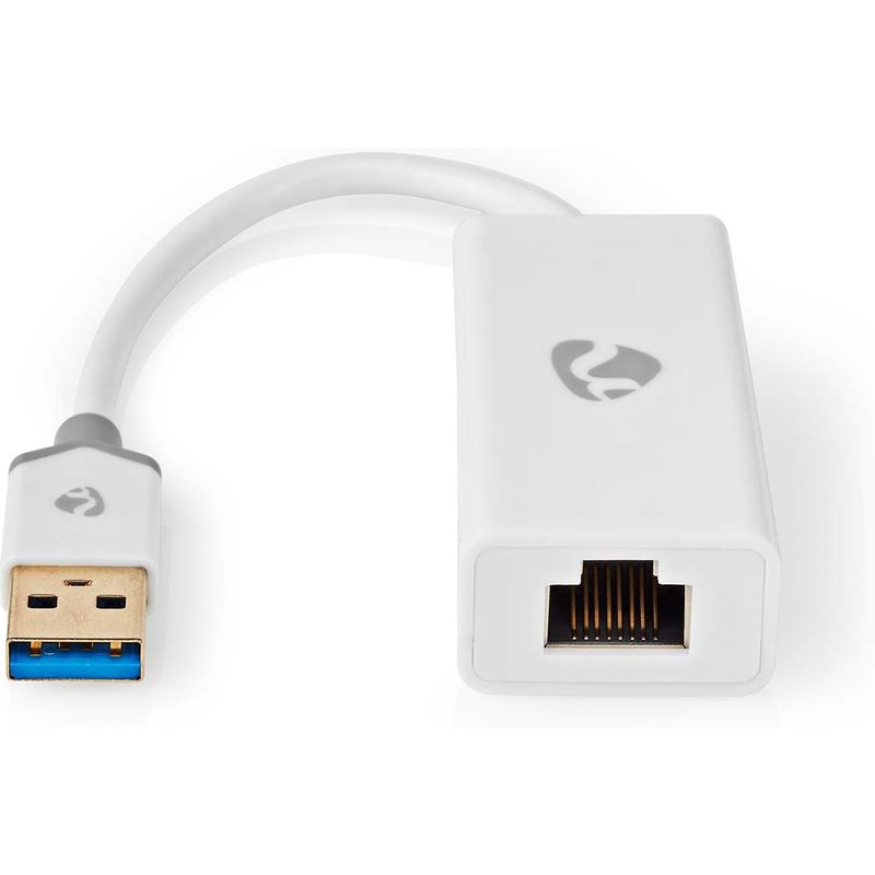 Adaptateur USB 3.2 USB-A Mâle vers Ethernet RJ45 Femelle 1 Gbps Nedis Blanc