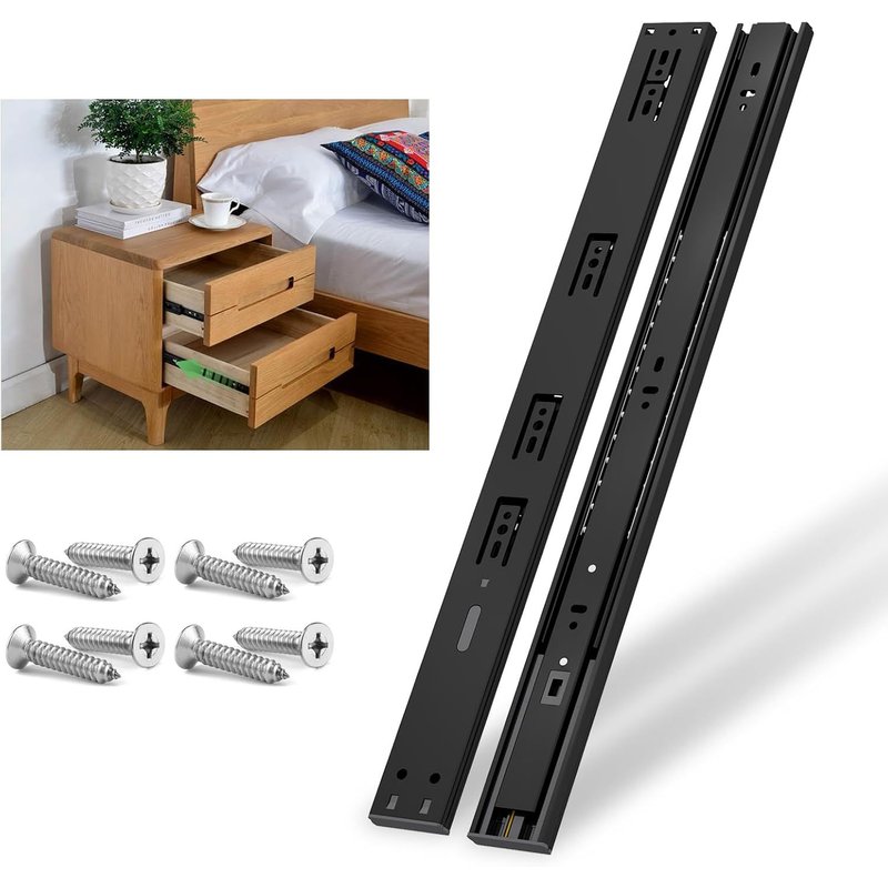 Glissières de Tiroir à Fermeture Amortie,Montage Latéral,Capacité de Charge jusqu'à 40KG,Roulements à Billes,Extension Totale en 3 Parties,550mm,1 Paire