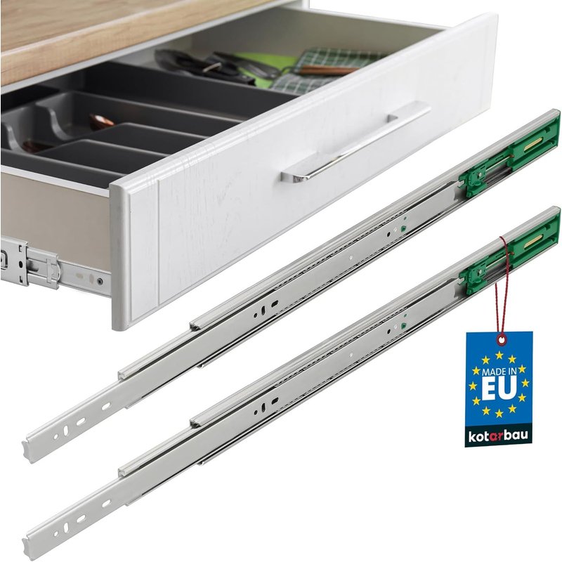 Coulisse À Sortie Totale 550 mm Avec Mécanisme De Fermeture Automatique En AcierGlissière Pour Tiroir Charge LourdeCoulisse Tiroir 550 mmGlissière TiroirGlissière Pour Tiroir