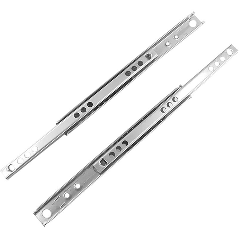 Lot de 2 glissières de tiroir en métal de 17 mm de large-Glissières à roulement à billes pour tiroir de meubles-342 mm de long