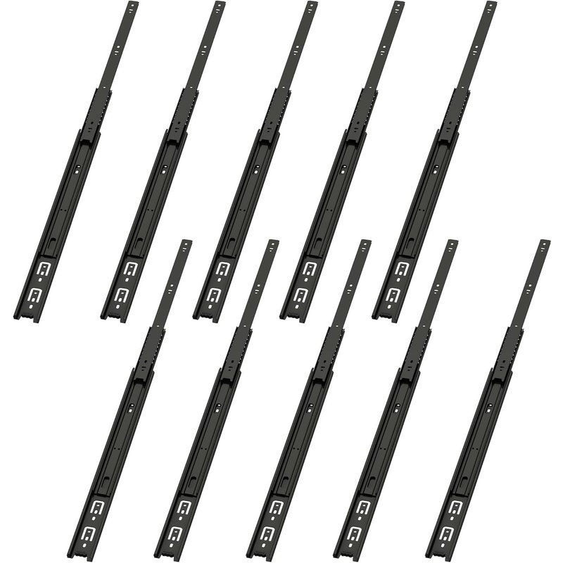 VA1245 Glissières de Tiroir Standard 200mm,Roulement à Billes Robuste,Montage Latéral,Capacité de charge de 45 kg,Métal Noir,5 Pairess