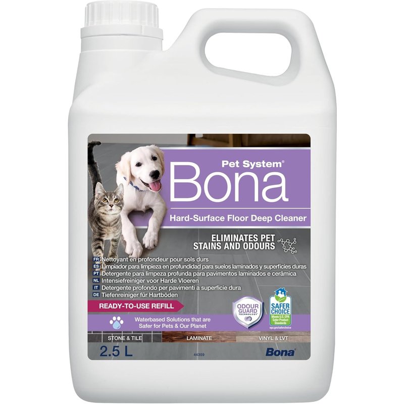 Recharge de Nettoyant en Profondeur pour Sols Durs 2,5L spécial animaux - Détachant et Destructeur d'Odeurs pour Animaux - Éliminateur d'Odeurs d'Urine de Chat - Spray pour Chiens et Chats