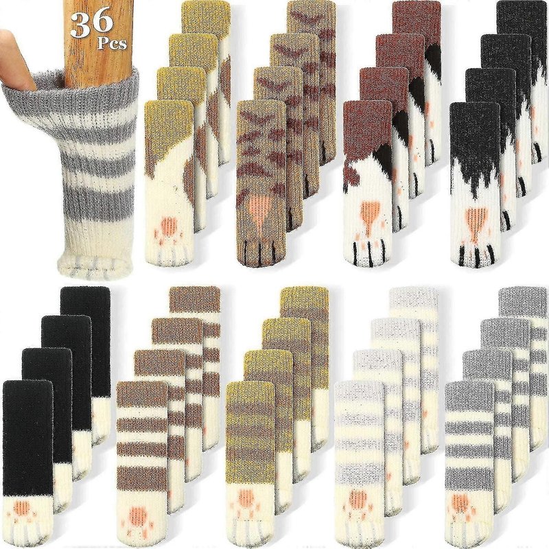 Protecteurs De Jambes De Chaise,36 Pièces (9 Ensembles) Chat Meubles Chaussettes Patte De Chat