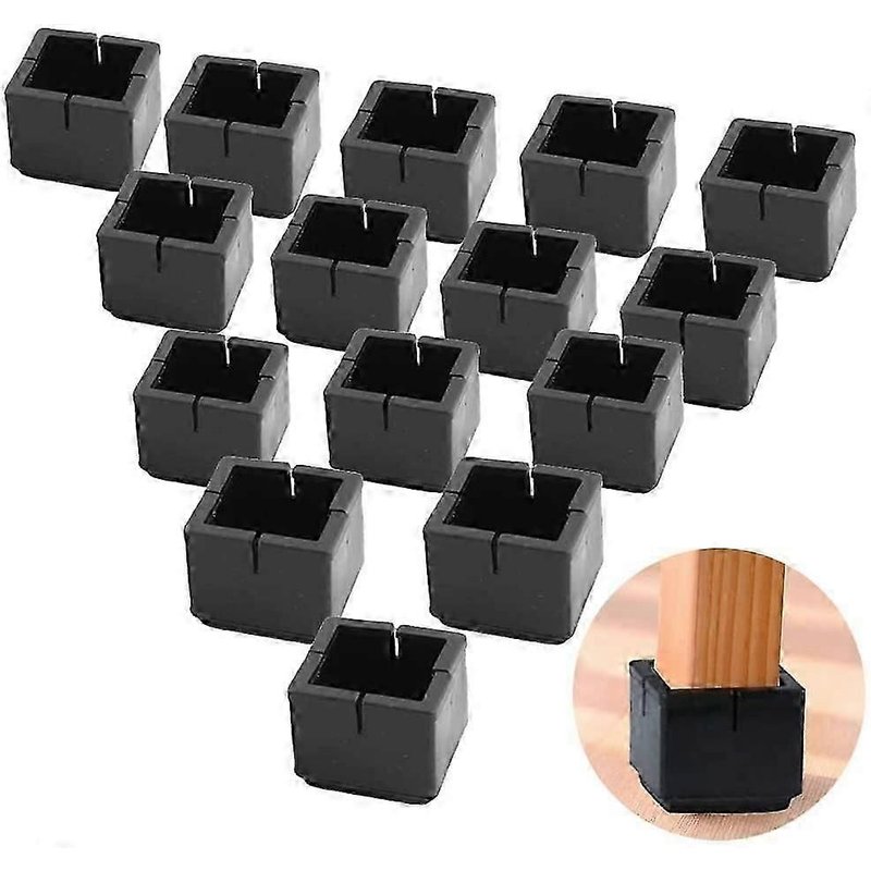 24pcs Protecteurs De Jambes De Chaise Carrée Protecteurs De Pieds De Table Et De Chaise En Pvc Capuchons Carrés Avec Feutre Noir Protecteurs De Jambes De Chaise Carrée 30-35mm