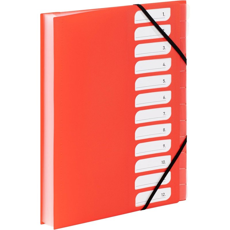 ChenQuanSarl-Trieur Document A4 Avec 12 Compartiments - Organisateur De Bureau Extensible - Porte Document A4 Avec Index - Fermeture Par Élastique - Gamme Feel'Easy - Orange