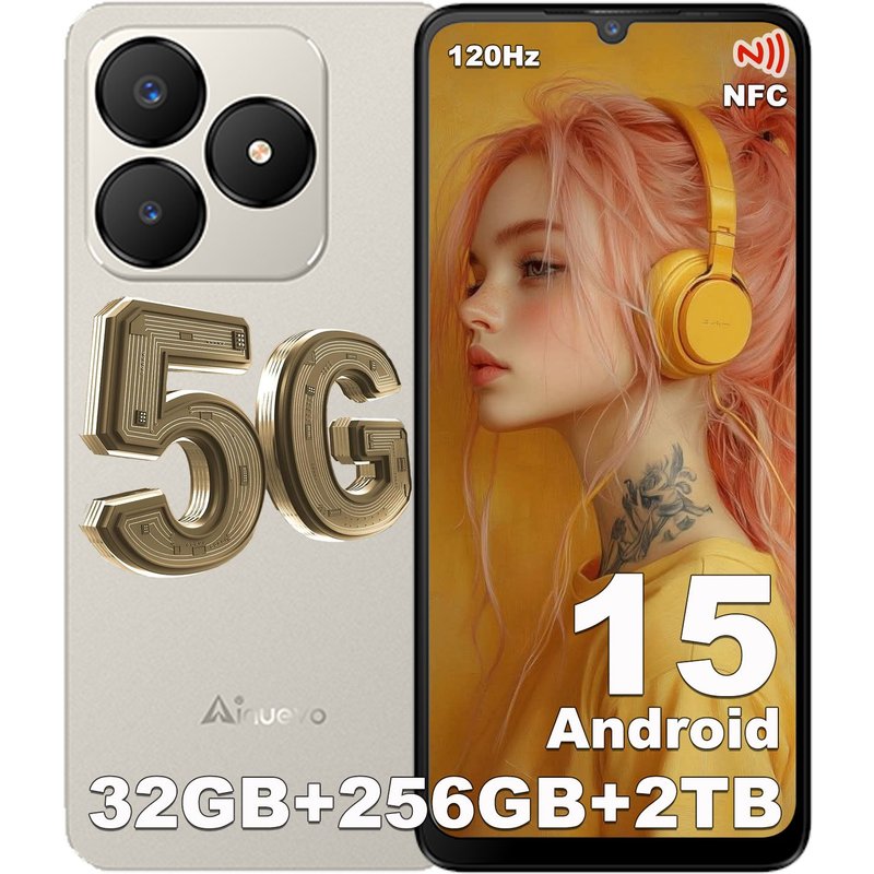 Ainuevo Neo S25 Pro 5G 32 Go + 256 Go 6.75" 120Hz 4K 5280mAh Android 15 64MP Camera Dural SIM/NFC Or