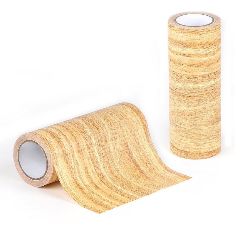 Ruban Adhésif Bois,2 Rouleau 15cmx4.57m Ruban Adhésif Réparation Meubles,Ruban Adhésif Bois Papier Adhesif Pour Meuble,Adhésif Texturé Bois Imperméable Pour Plancher Meubles (Chameau Doré)