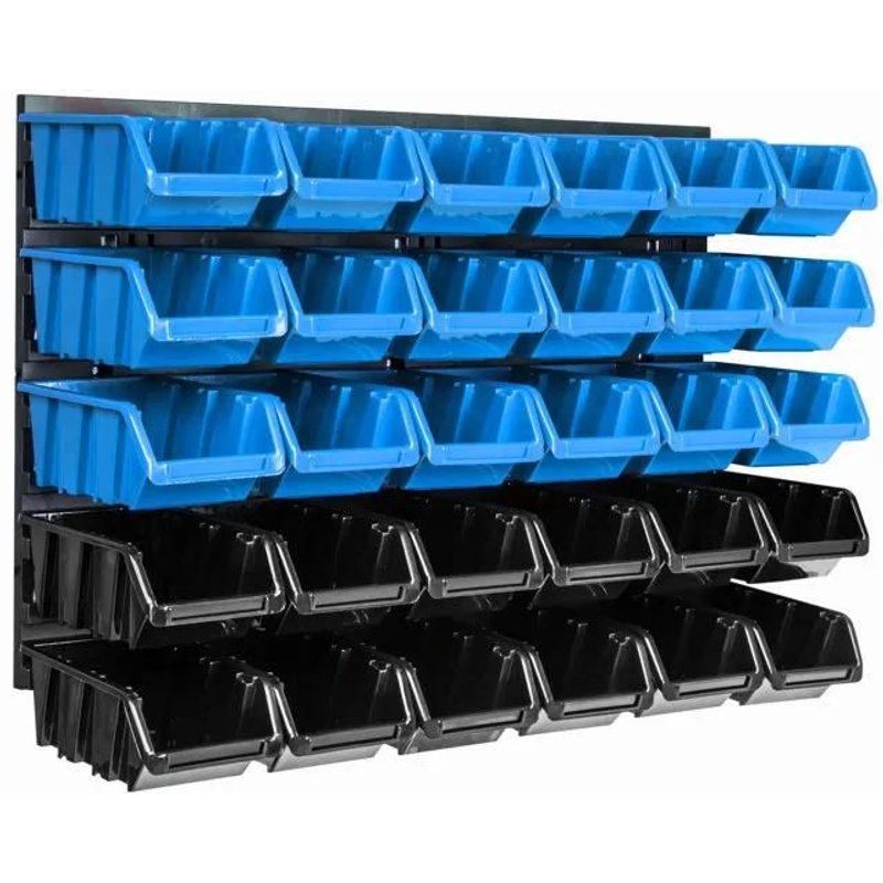 Panneau mural 58 x 39 cm avec 30 pcs Boîte Bleue et Noire empilables