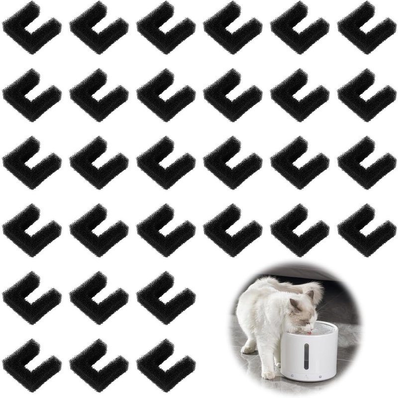 30pcs Éponges Filtrantes Pour Fontaine À Chat, Remplacements D'éponge De Filtre Éponges De Pré-Filtre Pour Fontaine Pour Animaux De Compagnie De 4l Distributeur D'eau Pour Chien De 3,5l