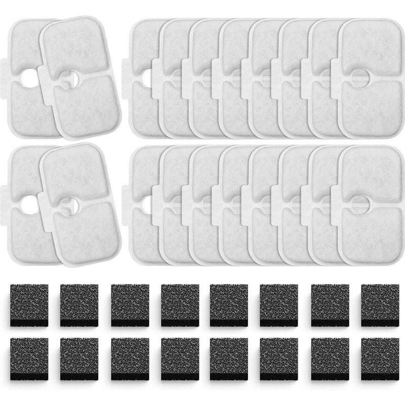 Lot De 40 Filtres Pour Fontaine À Eau Pour Chat Plwf005, Plwf115, Plwf105, Filtre De Rechange Pour Fontaine À Eau Pour Chat, 20 Filtres Et 20 Éponges