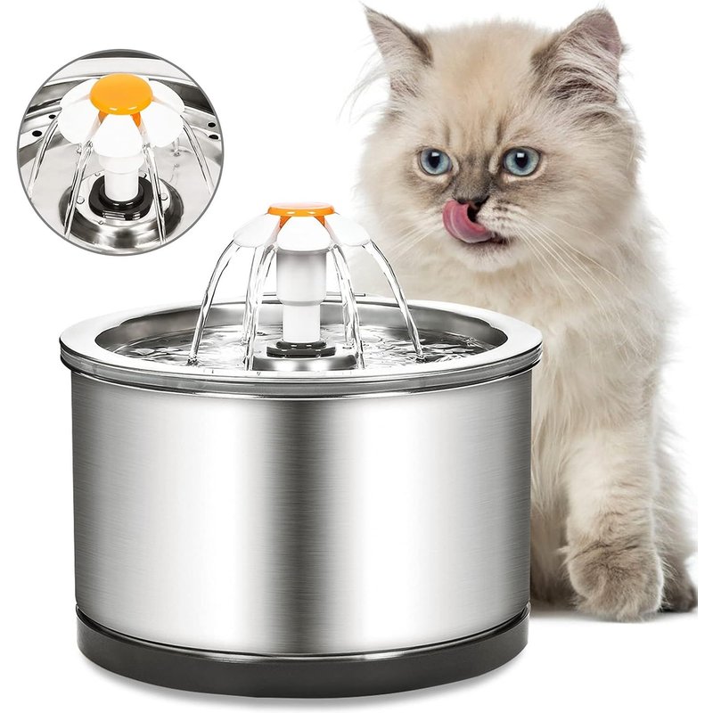 Fontaine À Eau Pour Chat Silencieuse En 4 Étapes 2.5l Avec Lumière Led Et Filtre