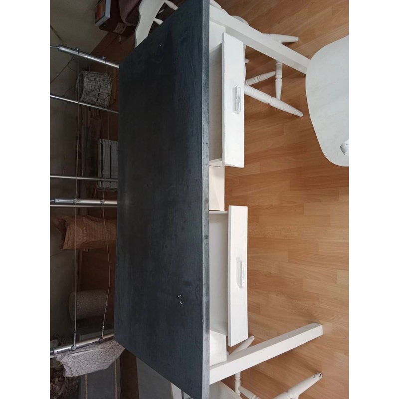 Table Plateau En Zinc Cas Avec 4 Tiroirs La Structure En Bois Effet Patine