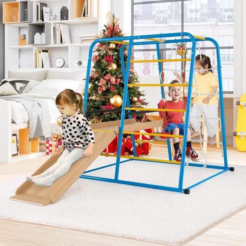 Costway Escalade Enfant Montessori, Parcours Motricité Bébé Avec Toboggan Et Balançoire Pour Garçons Et Filles De 3+ Ans