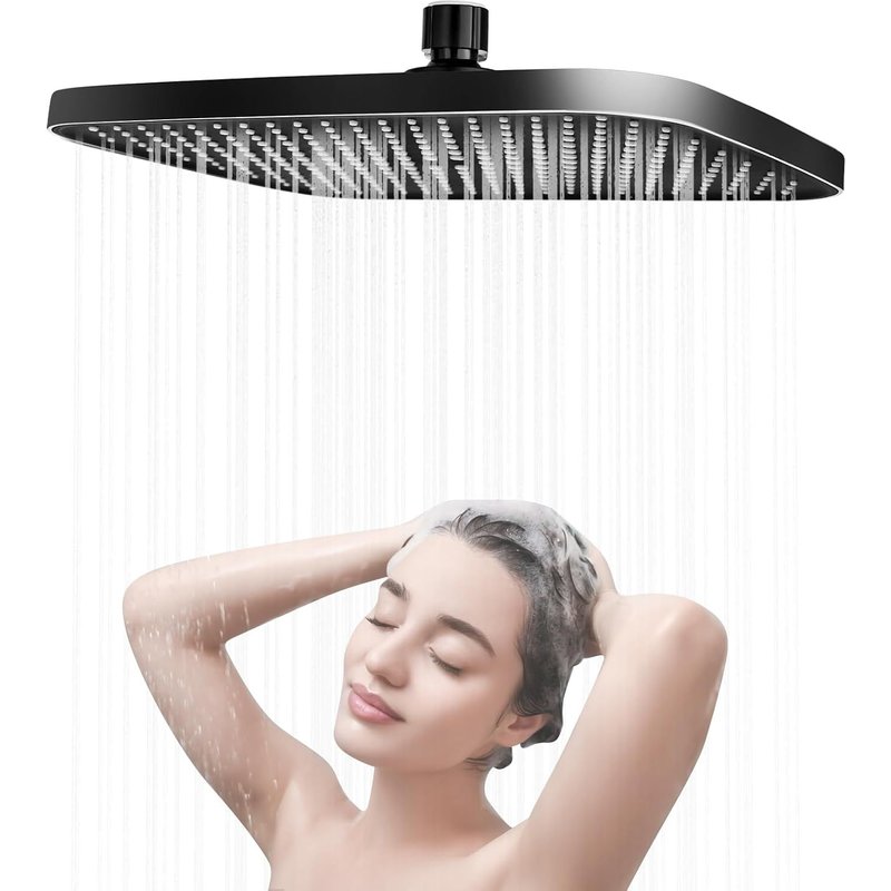 Pommeau de douche Ă effet pluie, 360 °, carrĂ©, rĂ©glable Ă 360 °, Ă©conomiseur d'eau, tĂȘte de douche Ă effet pluie, auto-nettoyant, tĂȘte de douche encastrable