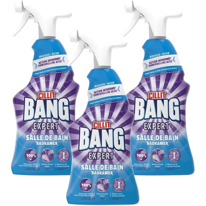 CILLIT BANG Lot de 3 Sprays Expert Salle de bain anti-calcaire 750ml
