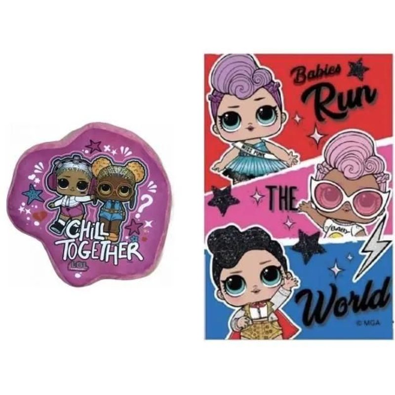 Lol Surprise - Ensemble Plaid 100 X 140 Cm + Coussin 35 X 32 Cm.