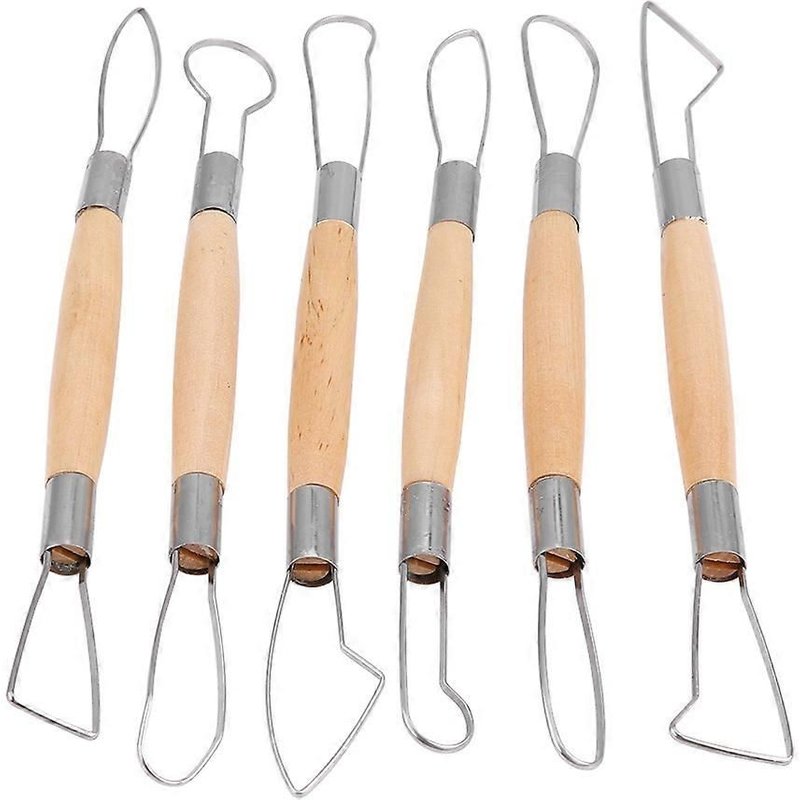 PoignĂ©e En Bois Double TĂȘte Ruban Outil Pour Poterie Argile Sculpture Sculpture Bricolage Ensemble