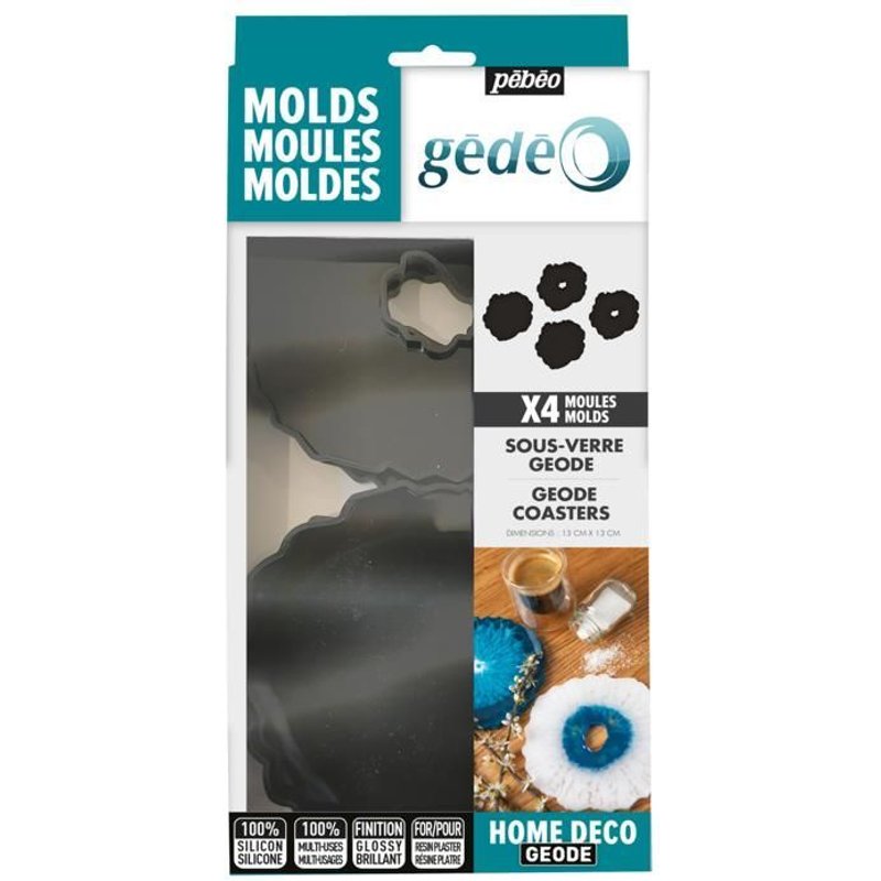 MOULES DESSOUS VERRE GEODE 4 PIECES EN SILICONE POUR RESINE - MOULAGE GÉDÉO
